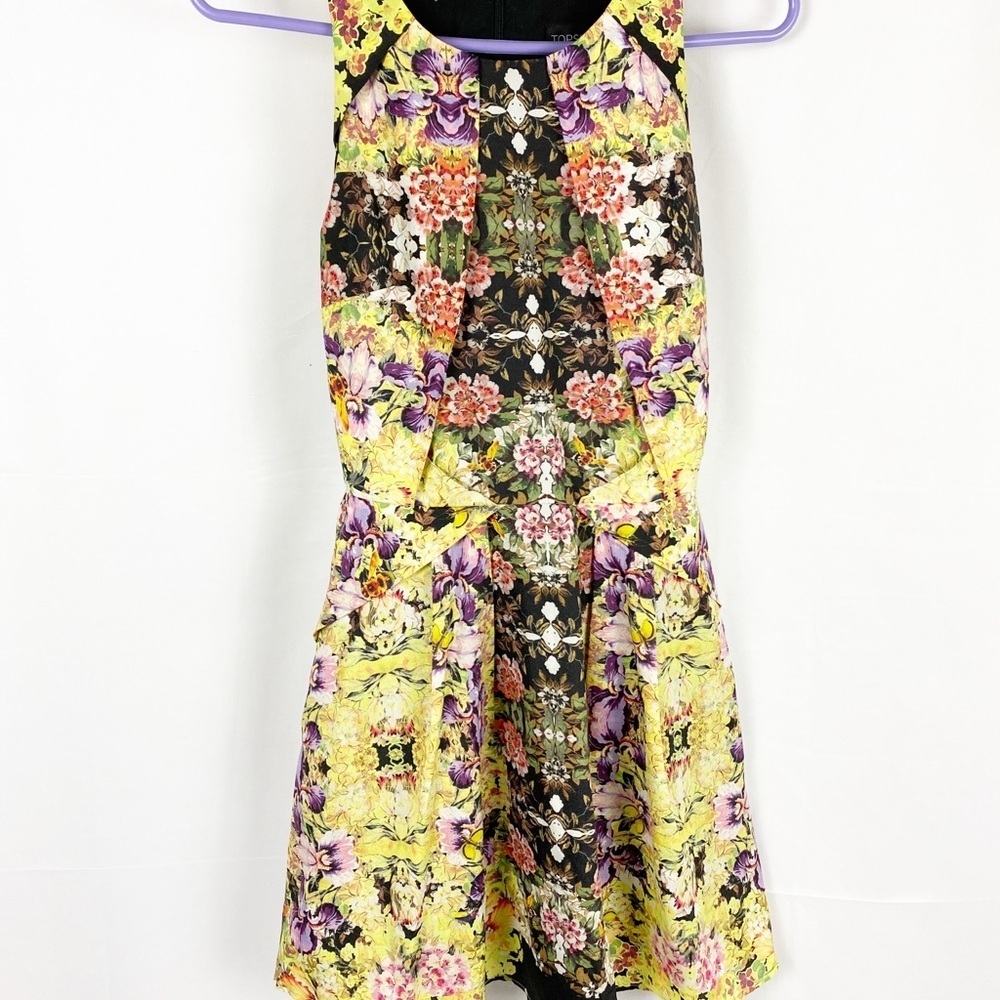 TOPSHOP Yellow Hologram Print Mini Dress